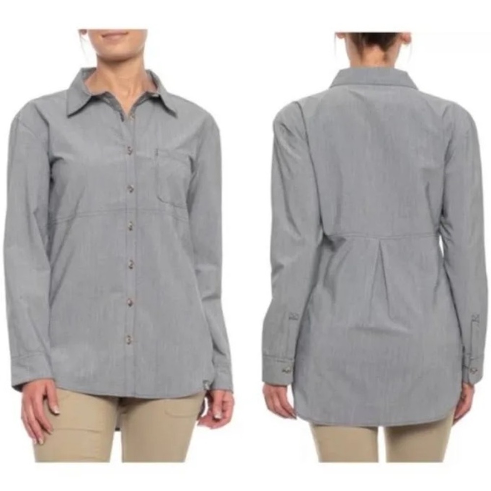 The North Face Women’s Gray Stevie Woven Button Down Shirt Size Medium